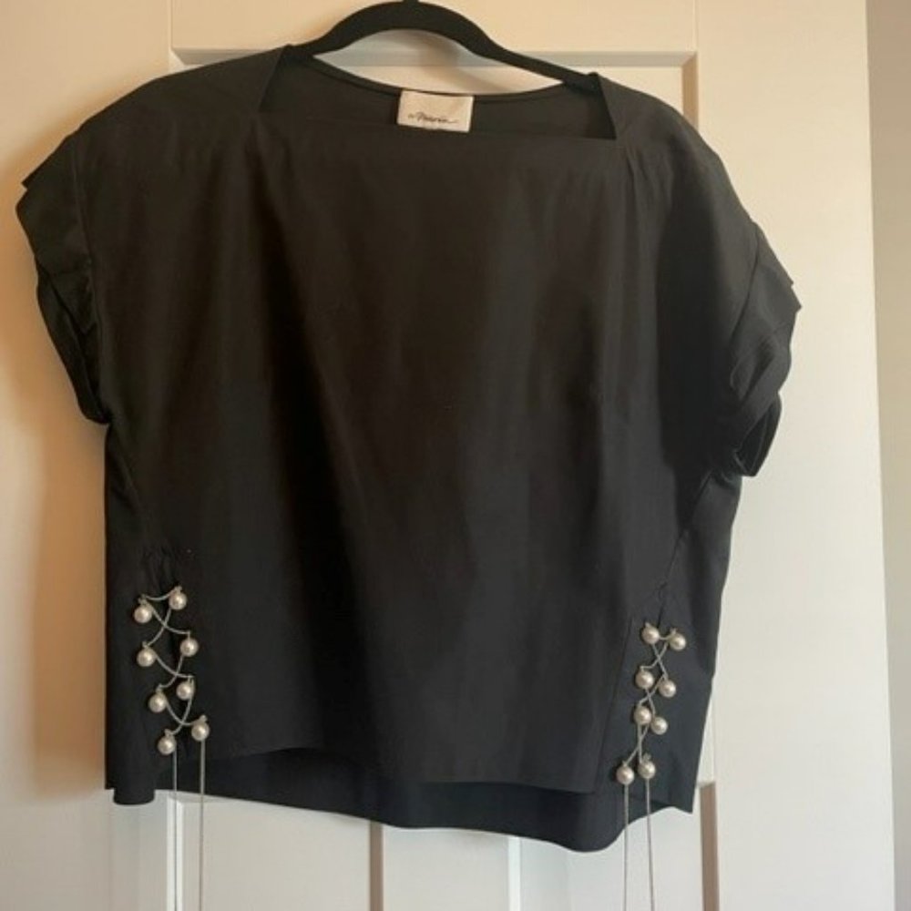 3.1 PHILIP LIM Pearl and Chain Trim Top